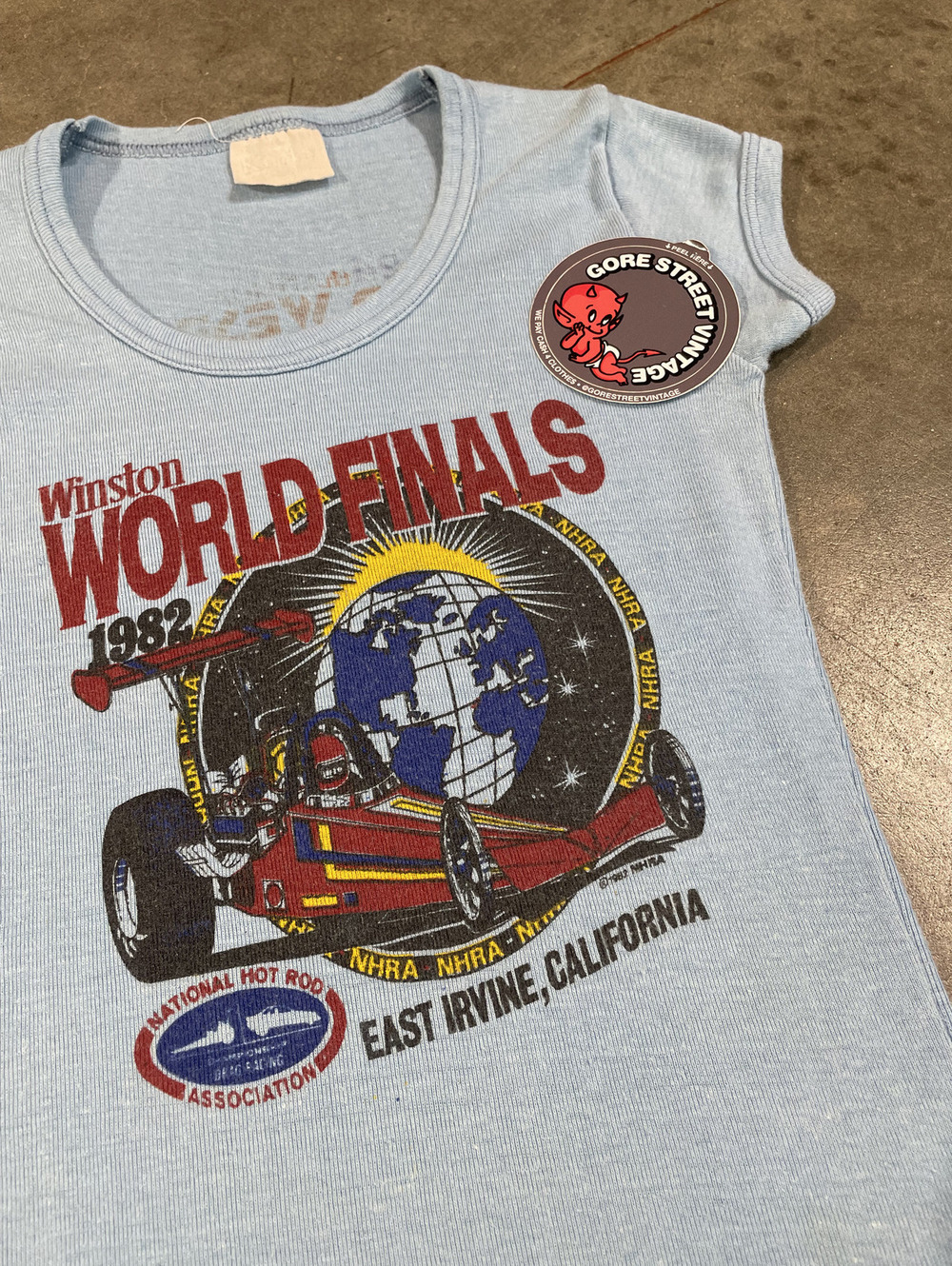 Vintage 80s NHRA Winston Racing Baby Tee XS 11x31
